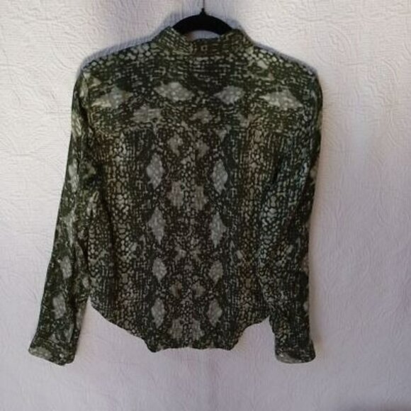 Calvin Klein Jeans Green Snake Print Button-Up Shirt Size M Womens Bohemia - Picture 7 of 9